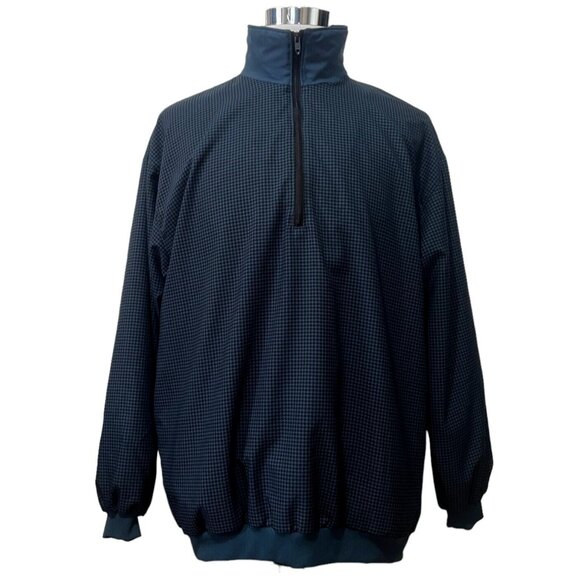 Forrester's Rainshedder Mens XL Blue Black Houndstooth Pullover Quart Zip Golf - Picture 1 of 7